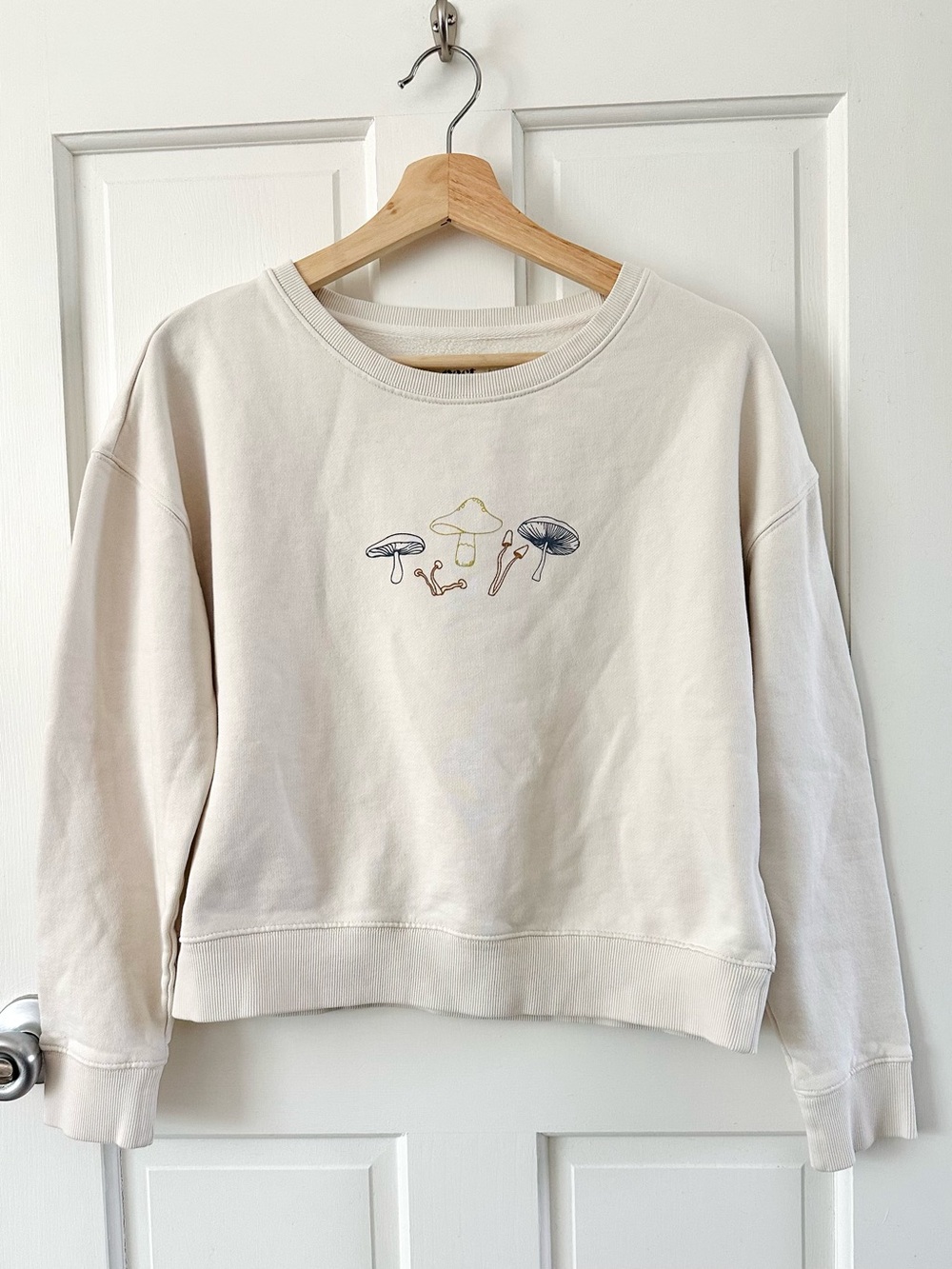 PACT 100% Organic Cotton Mushroom Print Fleece Lined Slouchy Sweatshirt Size S